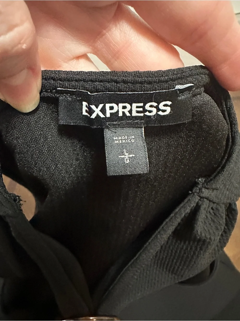 Express Black Ribbed Textured Buckle Tank Top - Picture 5 of 6